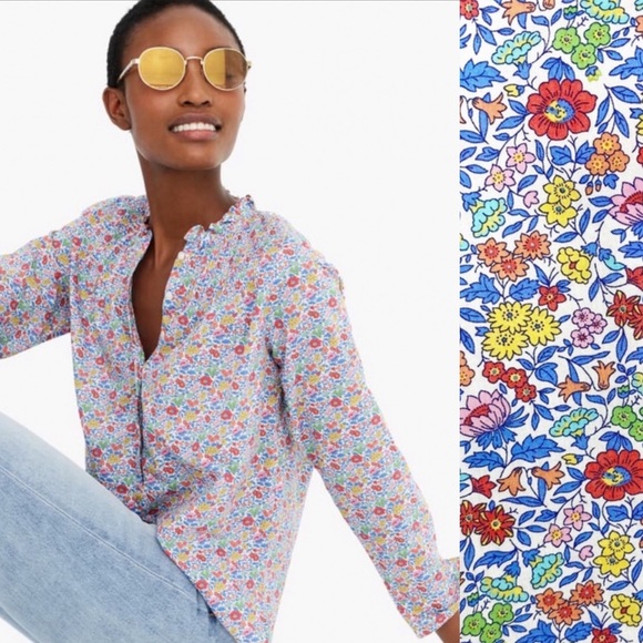 J. Crew Tops - J. Crew Smocked Ruffle Neck Top In Liberty Floral